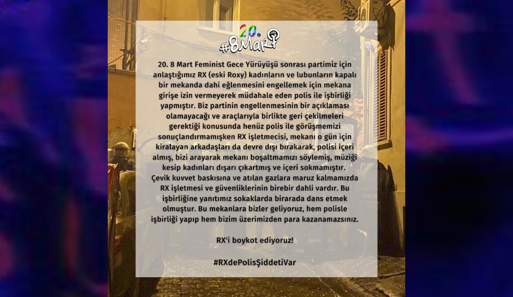 8 Mart Feminist Gece Yürüyüşü: RX’i boykot ediyoruz! Kaos GL - LGBTİ+ Haber Portalı
