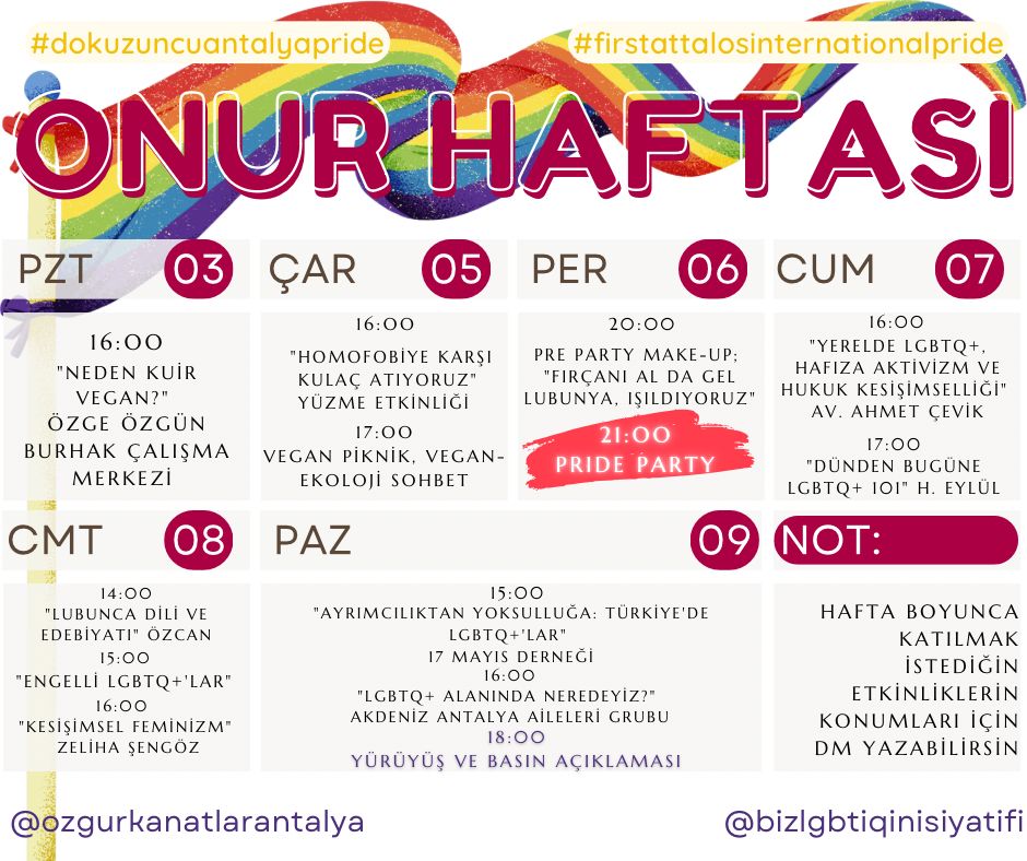 9. Antalya Onur Haftası “Sen de seviyorsun, biliyorum” diyecek | Kaos GL - LGBTİ+ Haber Portalı