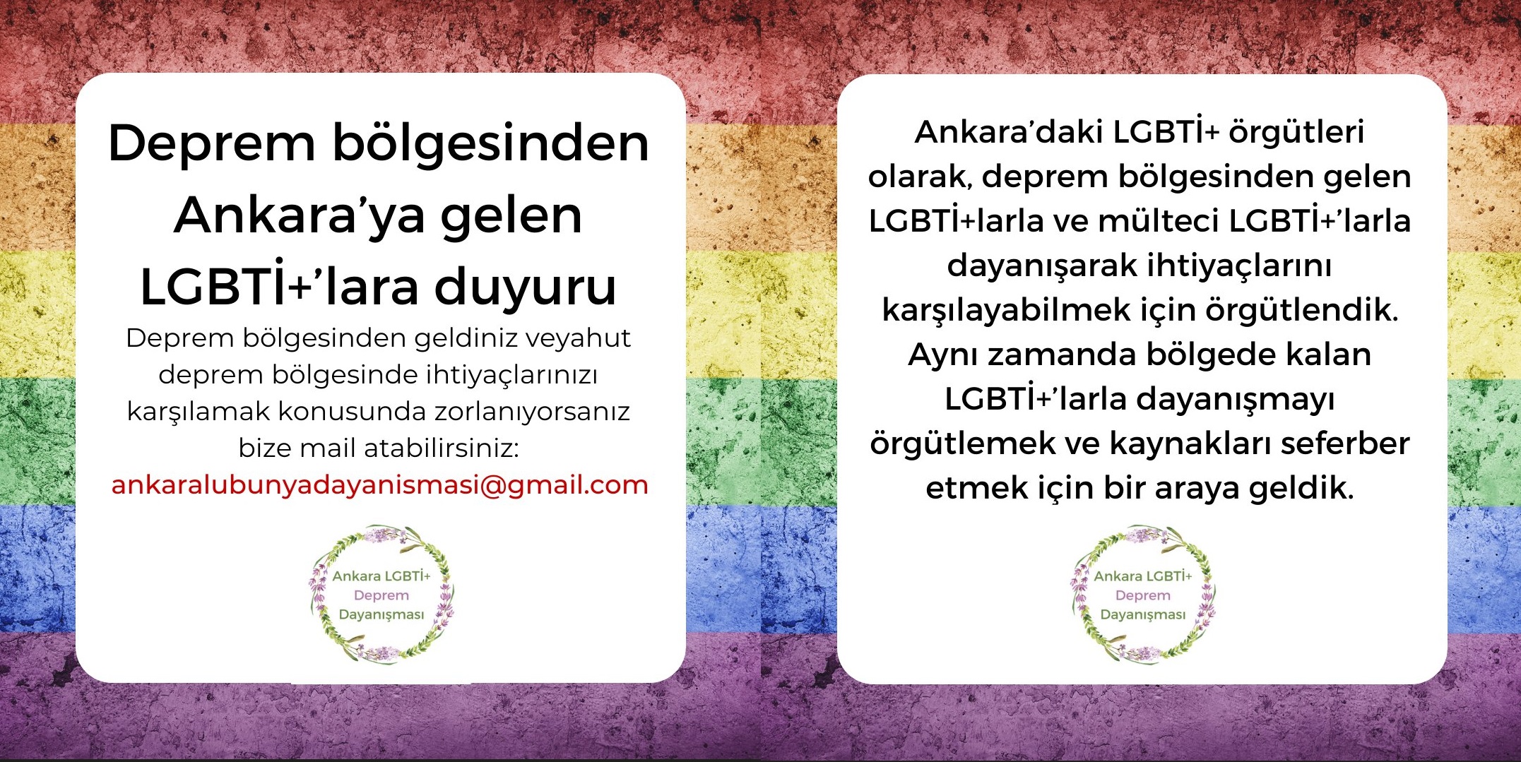 Ankara LGBTİ+ Deprem Dayanışması kuruldu  Kaos GL - LGBTİ+ Haber Portalı