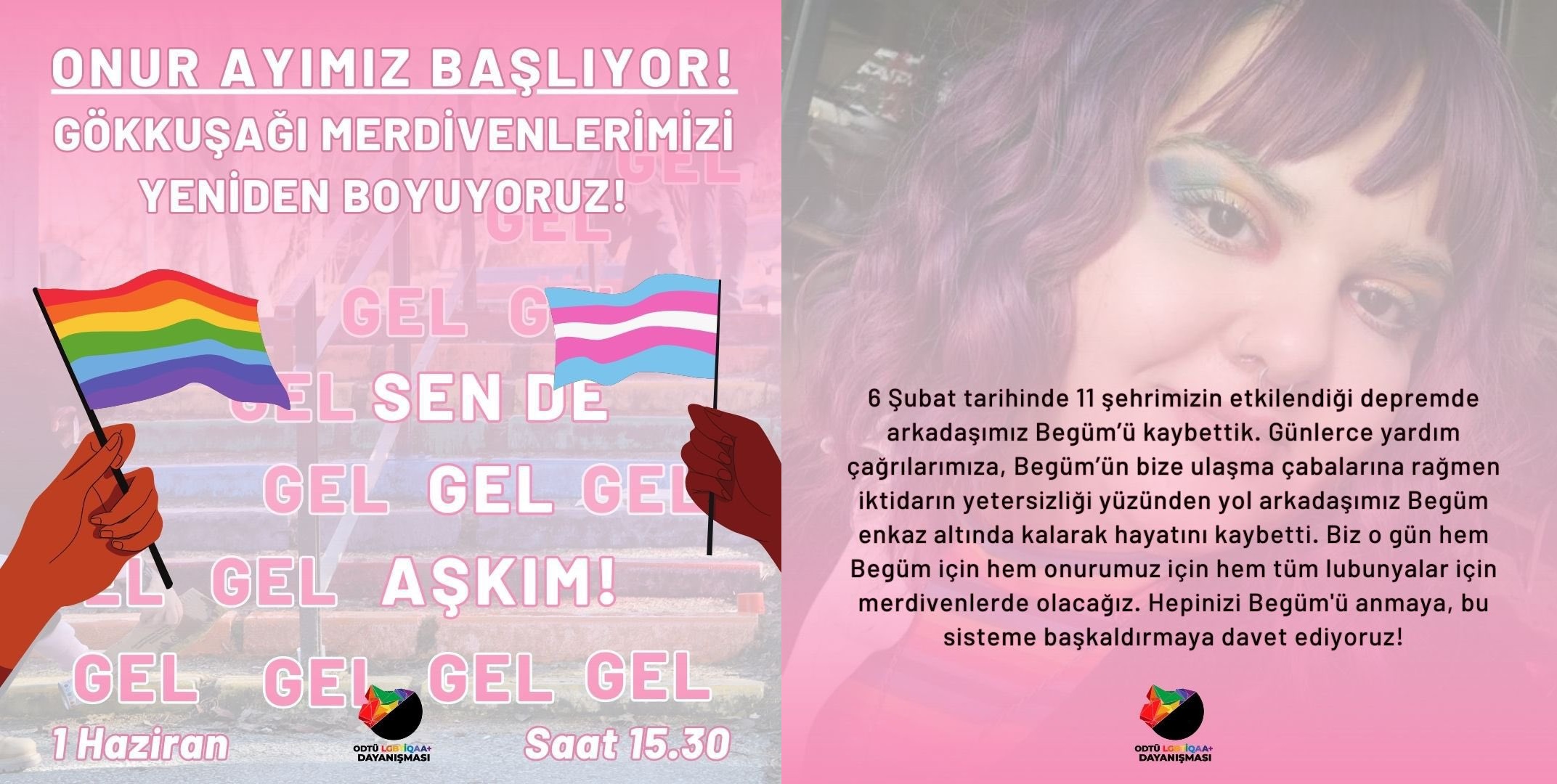 “Begüm için, onurumuz için; tüm lubunyalar için merdivenlerimizi boyuyoruz” Kaos GL - LGBTİ+ Haber Portalı
