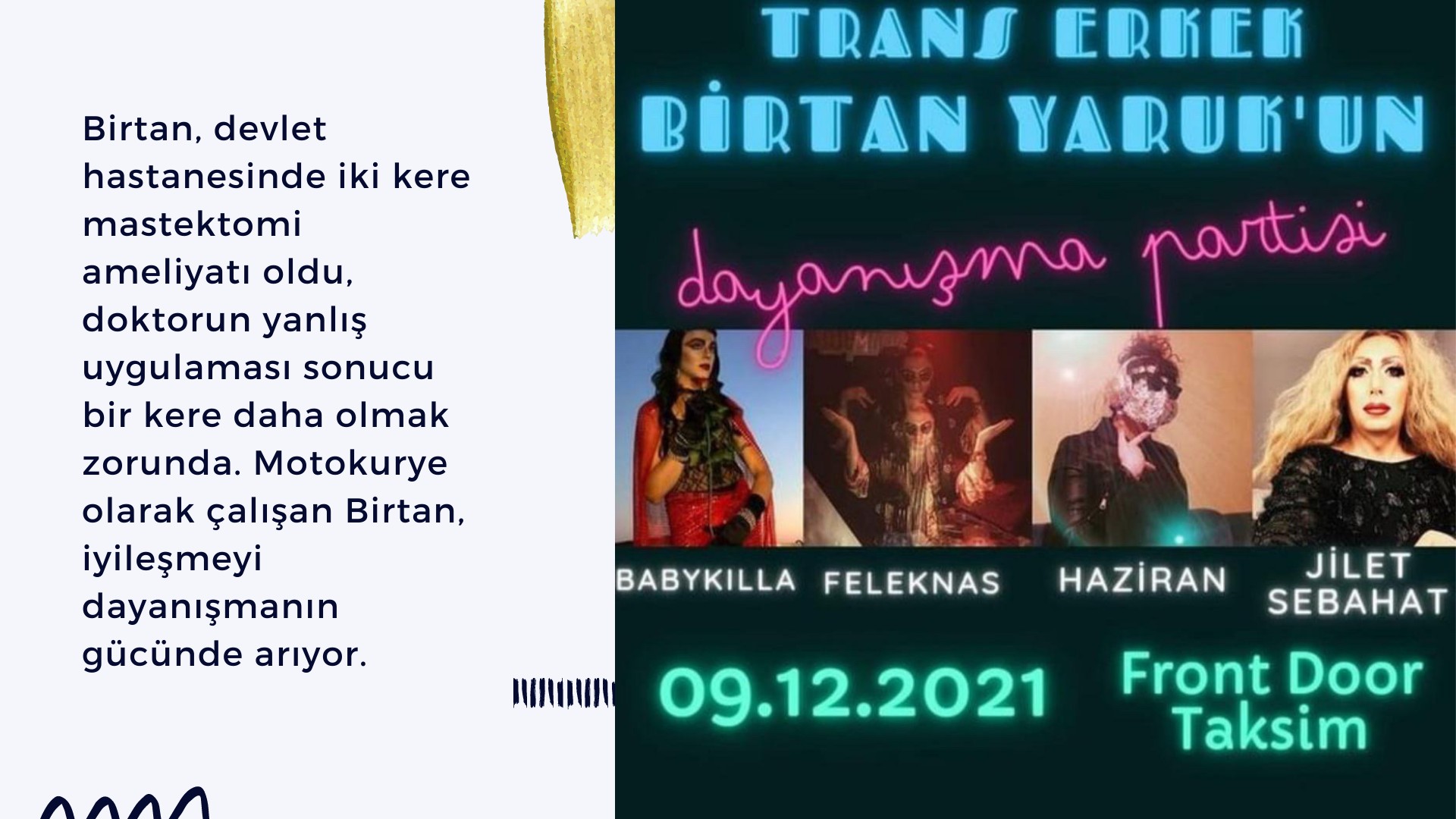 BU AKŞAM: Birtan Yaruk’la dayanışma partisi | Kaos GL - LGBTİ+ Haber Portalı Haber