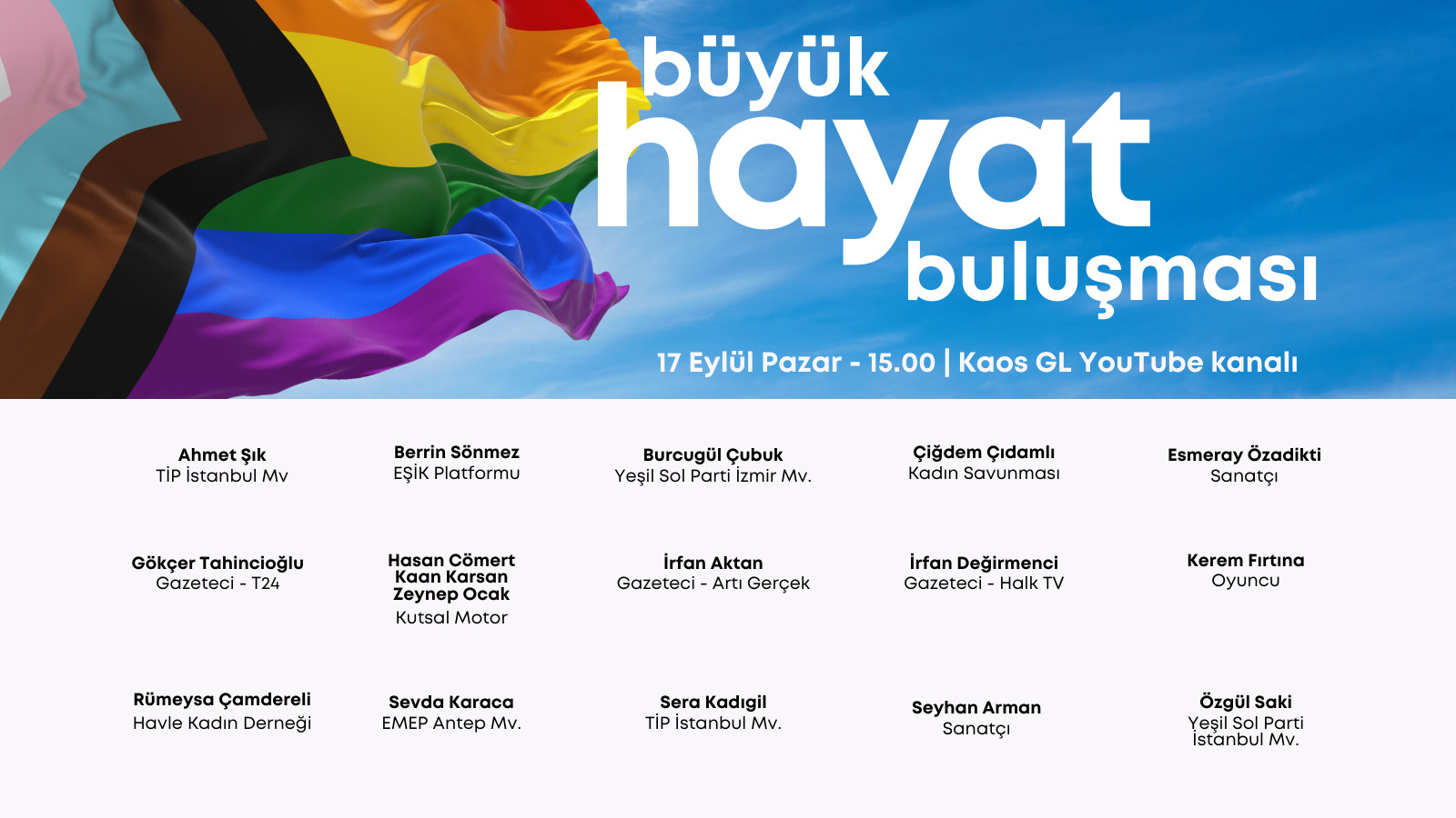 Büyük Hayat Buluşması, 17 Eylül’de Youtube’ta! | Kaos GL - LGBTİ+ Haber Portalı Haber