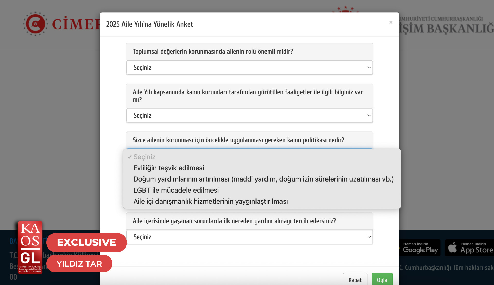 CİMER survey sparks outrage with “Combating LGBT” as a public policy option | Kaos GL - News Portal for LGBTI+ News