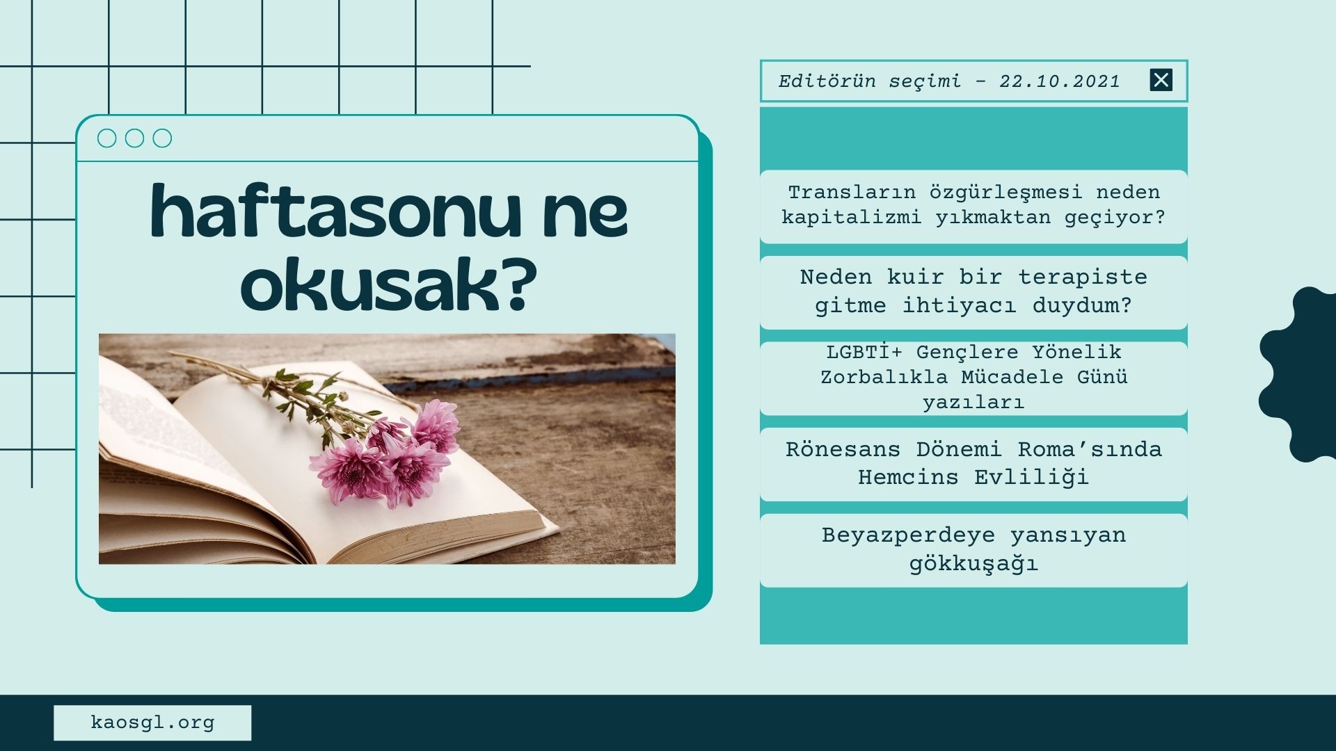 Editörün seçimi – 22 Ekim 2021 | Kaos GL - LGBTİ+ Haber Portalı