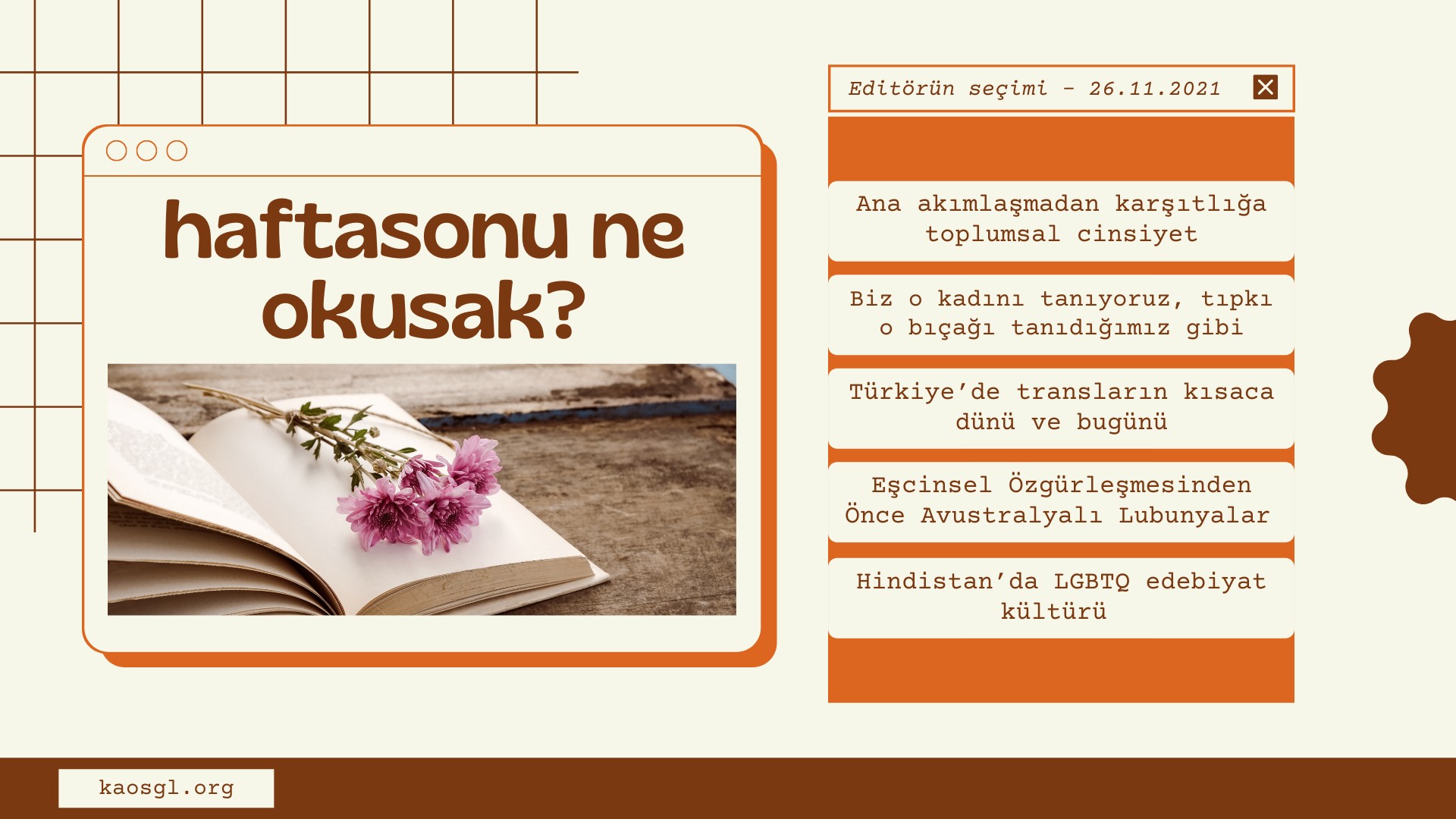 Editörün seçimi – 26 Kasım 2021 | Kaos GL - LGBTİ+ Haber Portalı