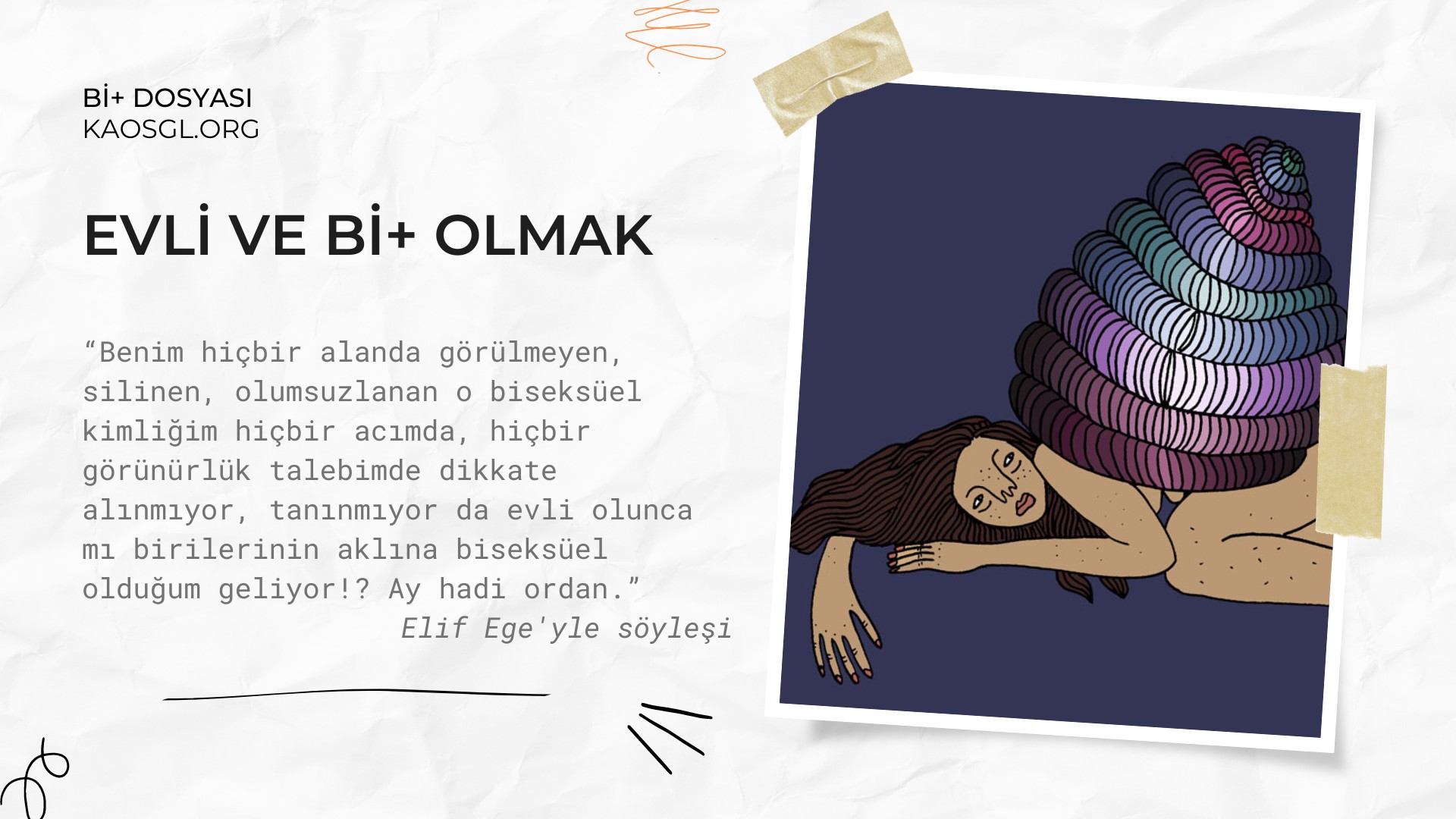 Elif Ege ile evli bi+ olmak üzerine: İlişkilerin yönelimi olduğunu düşünmek anlayabildiğim bir şey değil | Kaos GL - LGBTİ+ Haber Portalı Haber