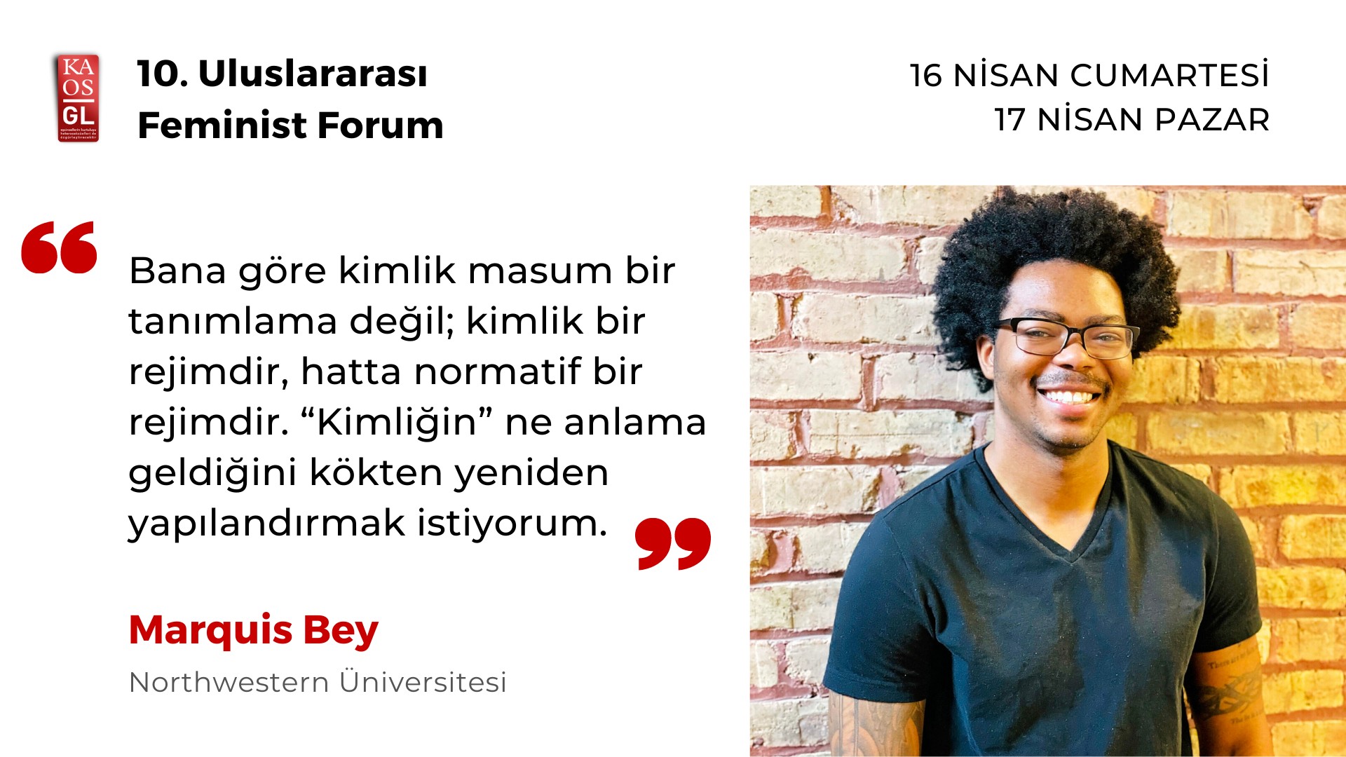 Feminist Forum’un konuğu Marquis Bey’le tanışın | Kaos GL - LGBTİ+ Haber Portalı Haber