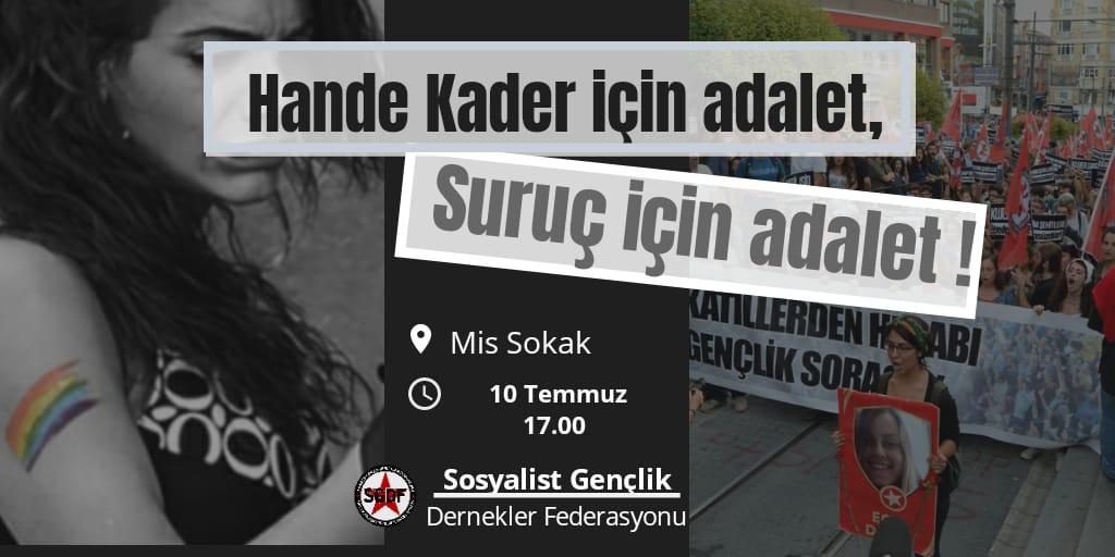 “Hande Kader için adalet, Suruç için adalet” çağrısı Kaos GL - LGBTİ+ Haber Portalı