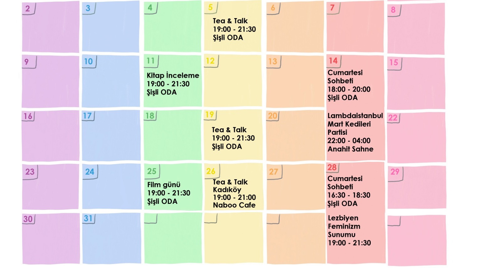 Lambdaistanbul’da Mart’ta hangi etkinlikler var? Kaos GL - LGBTİ+ Haber Portalı