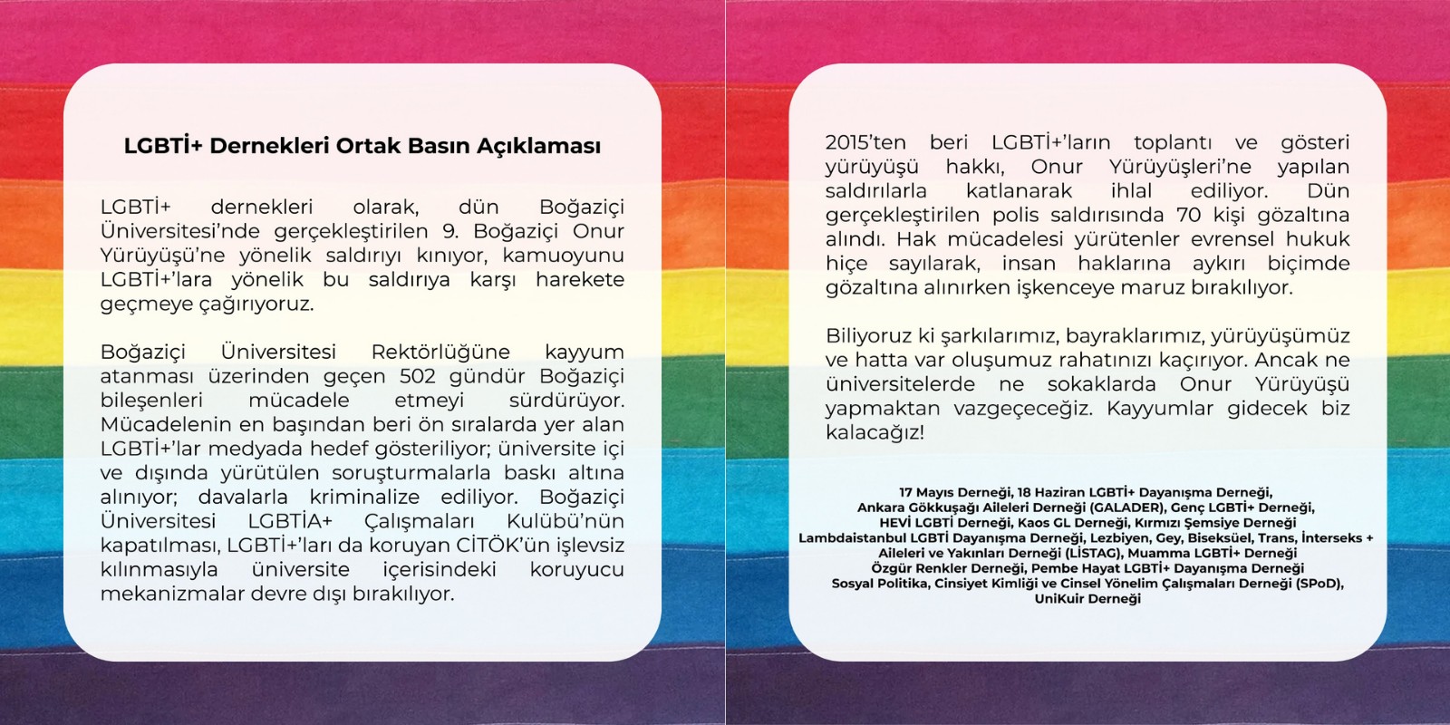 LGBTİ+ derneklerinden ortak açıklama: Kayyumlar gidecek biz kalacağız! | Kaos GL - LGBTİ+ Haber Portalı Haber