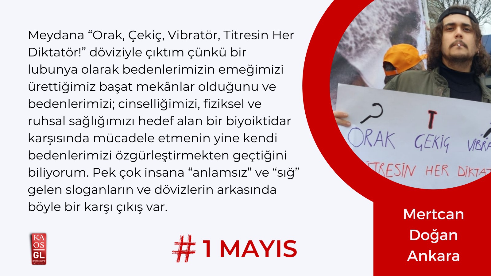LGBTİ+’lar 1 Mayıs alanlarından bildiriyor: Orak, çekiç, vibratör, titresin her diktatör! | Kaos GL - LGBTİ+ Haber Portalı Haber