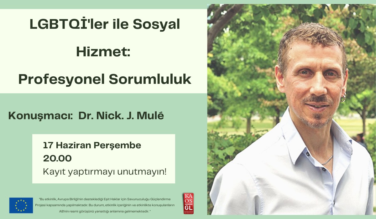 “LGBTQİ'ler ile Sosyal Hizmet: Profesyonel Sorumluluk” etkinliğine davetlisiniz! | Kaos GL - LGBTİ+ Haber Portalı Haber