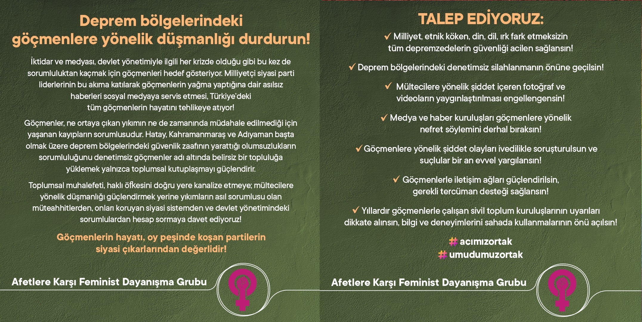 “Medya ve haber kuruluşları göçmenlere yönelik nefret söylemini derhal bıraksın!” | Kaos GL - LGBTİ+ Haber Portalı Haber