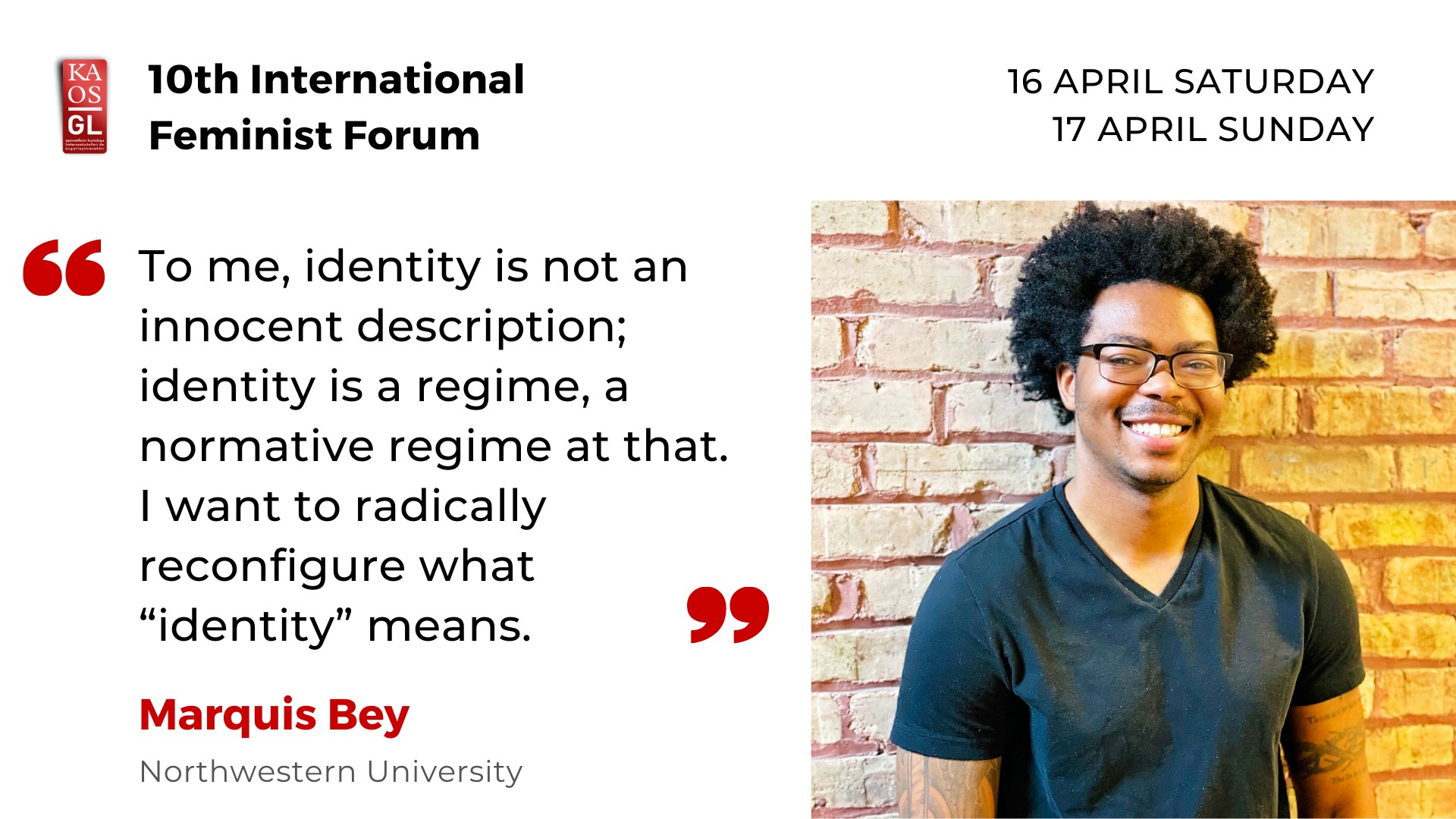Meet Feminist Forum speakers: Marquis Bey | Kaos GL - News Portal for LGBTI+ News