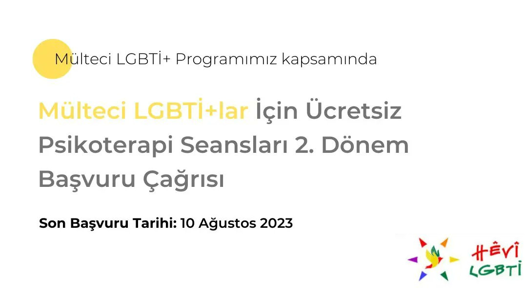 “Mülteci LGBTİ+’lar için Ücretsiz Psikoterapi Seansları” başvurularını bekliyor Kaos GL - LGBTİ+ Haber Portalı