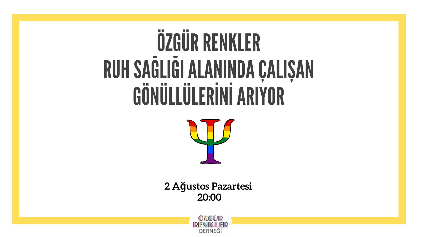 Özgür Renkler ruh sağlığı alanında çalışan gönüllülerini arıyor Kaos GL - LGBTİ+ Haber Portalı