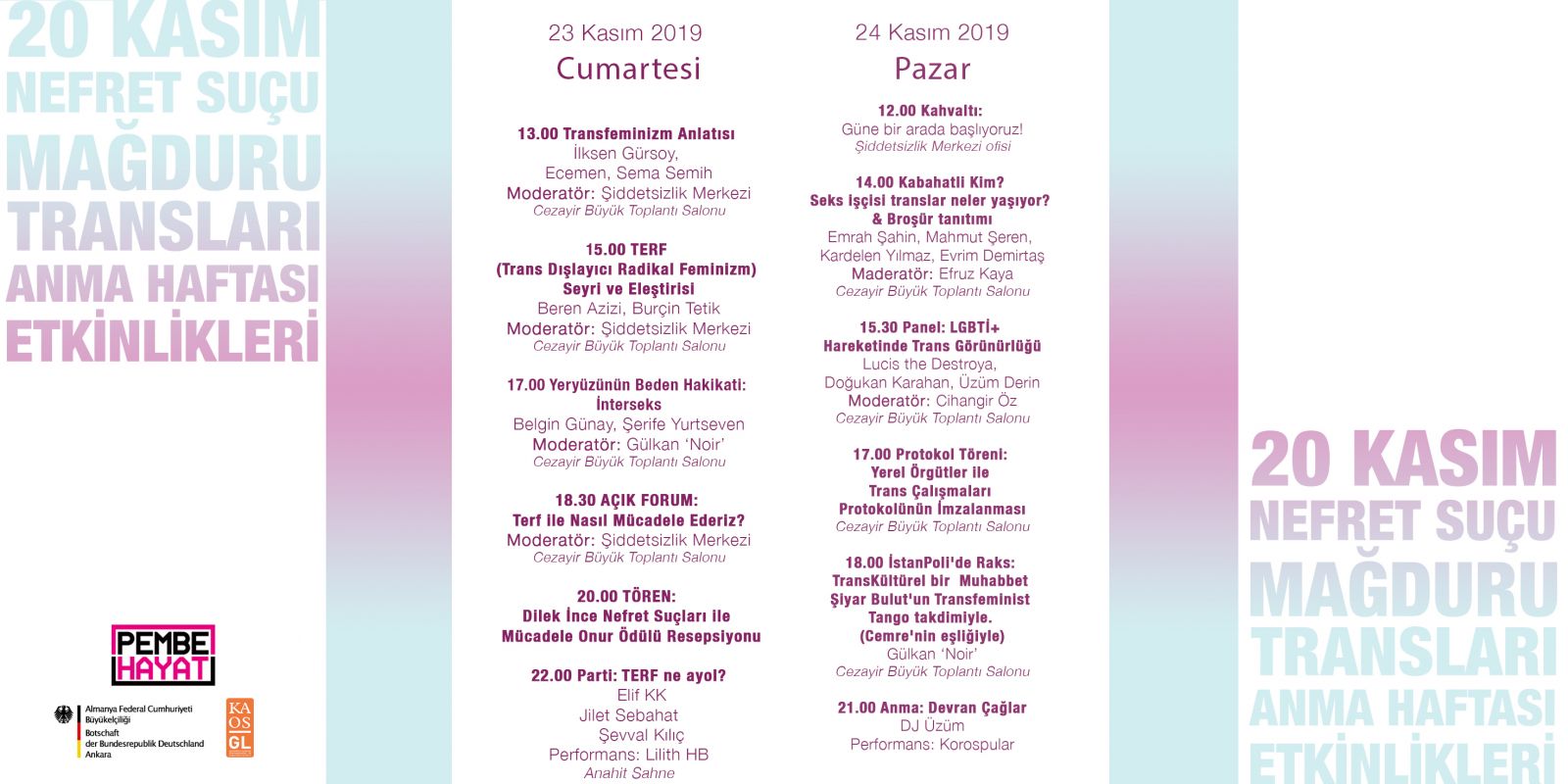 Pembe Hayat’ın 20 Kasım etkinlikleri başlıyor! | Kaos GL - LGBTİ+ Haber Portalı