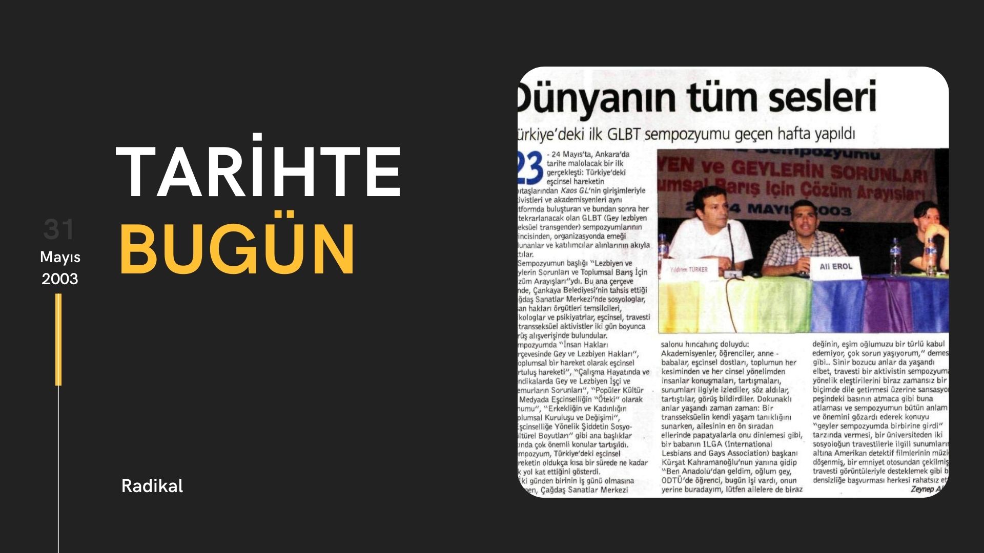 Tarihte bugün: Dünyanın tüm sesleri Kaos GL - LGBTİ+ Haber Portalı