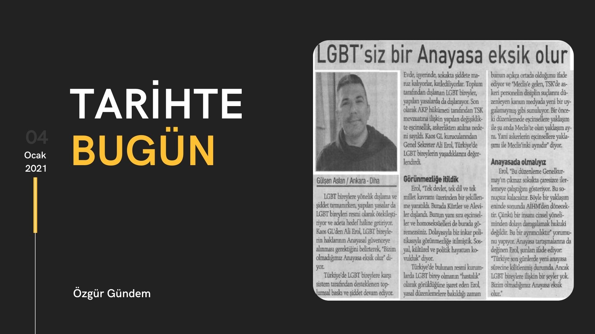 Tarihte bugün: “LGBT'siz bir Anayasa eksik olur” | Kaos GL - LGBTİ+ Haber Portalı Haber