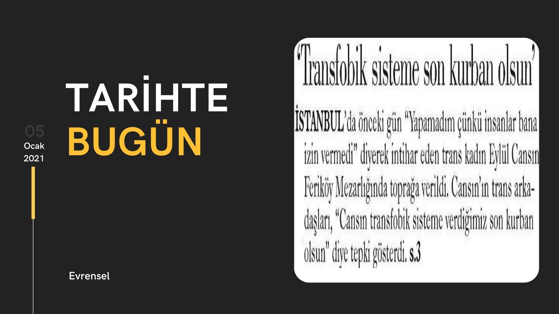 Tarihte bugün: “Transfobik sisteme son kurban olsun” | Kaos GL - LGBTİ+ Haber Portalı Haber