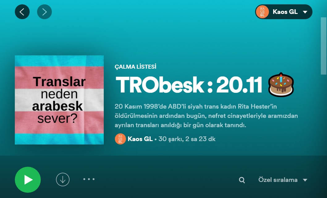 “TRObesk : 20.11” playlisti yayında Kaos GL - LGBTİ+ Haber Portalı