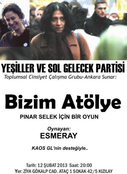 Pınar Selek İçin Bizim Atölye Ankara&rsquo;da | Kaos GL - LGBTİ+ Haber Portalı Haber