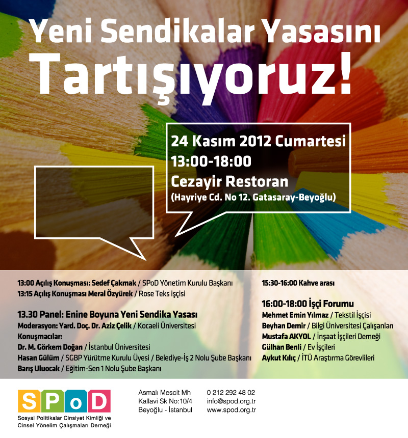 SPoD Yeni Sendikalar Yasasını Tartışıyor | Kaos GL - LGBTİ+ Haber Portalı Haber