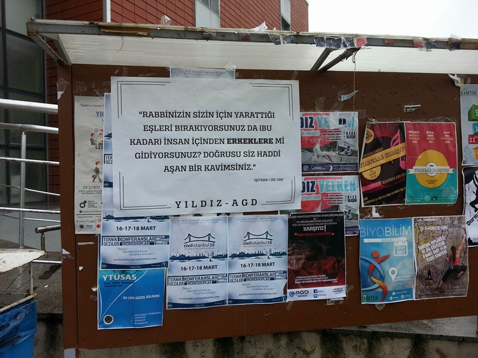 AGD’den Yıldız Teknik’te homofobik nefret afişleri Kaos GL - LGBTİ+ Haber Portalı