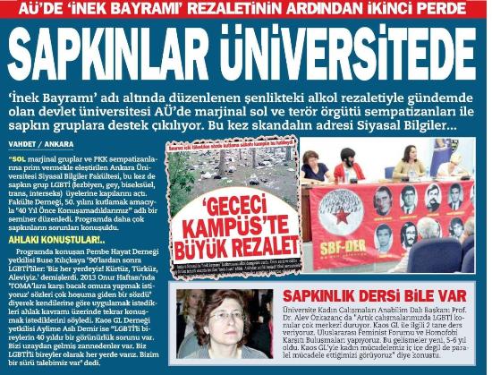 "Sapkınlar" sadece üniversitelerde değil her yerde… | Kaos GL - LGBTİ+ Haber Portalı Haber