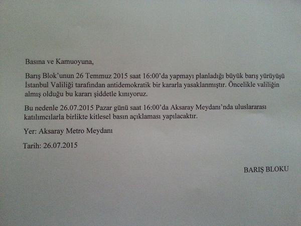 Barış Yürüyüşü iptal, Aksaray&rsquo;da basın açıklaması yapılacak | Kaos GL - LGBTİ+ Haber Portalı Haber