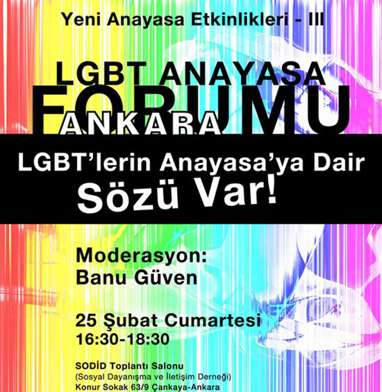 Ankara&rsquo;da "LGBT&rsquo;lerin Anayasaya Dair Sözü Var" Paneli | Kaos GL - LGBTİ+ Haber Portalı Haber
