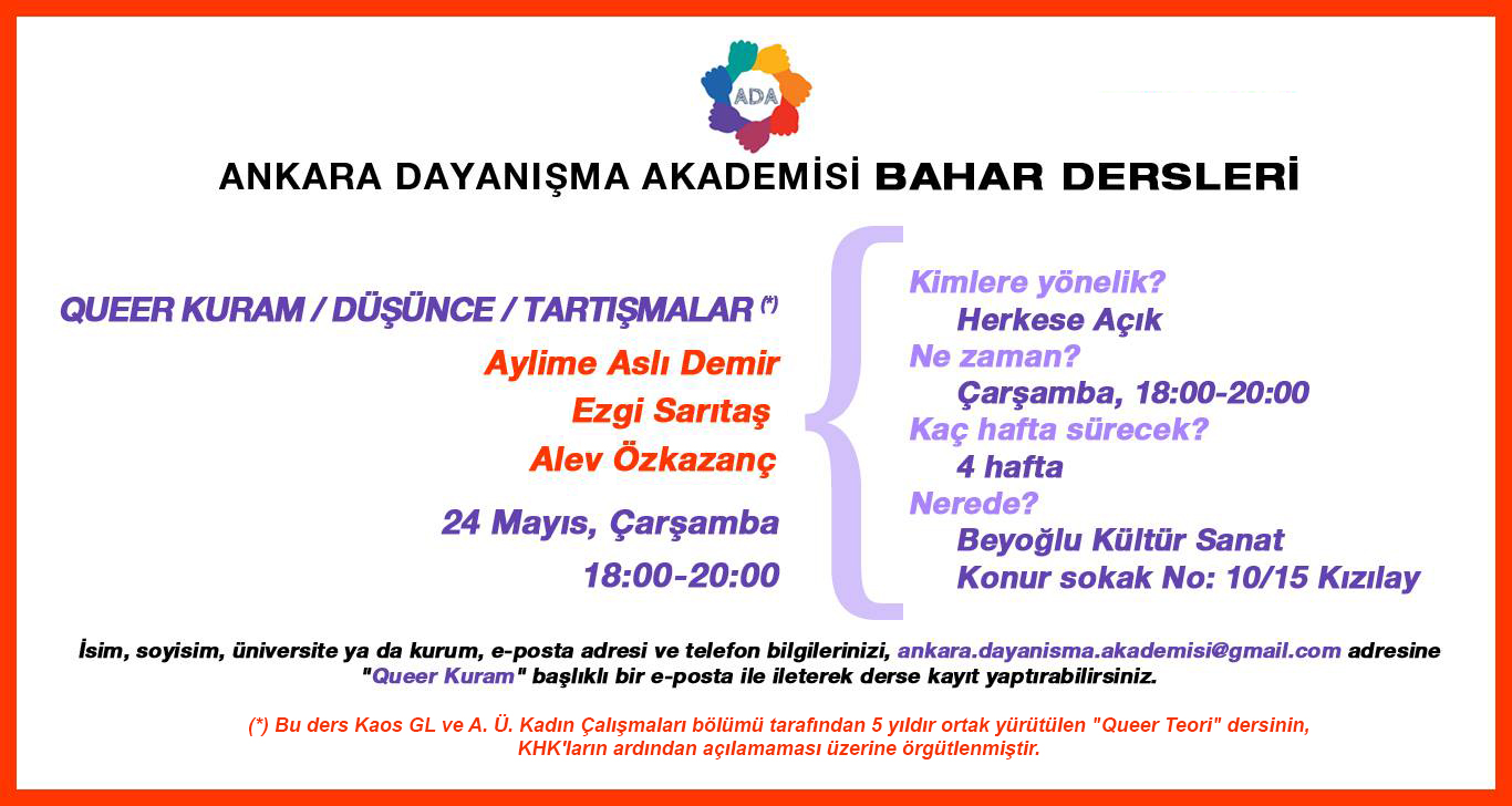 &lsquo;Queer Teori&rsquo; dersi yeniden başlıyor! | Kaos GL - LGBTİ+ Haber Portalı Haber
