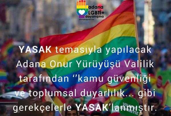 Adana Valiliği, Onur Yürüyüşü’nü yasakladı Kaos GL - LGBTİ+ Haber Portalı