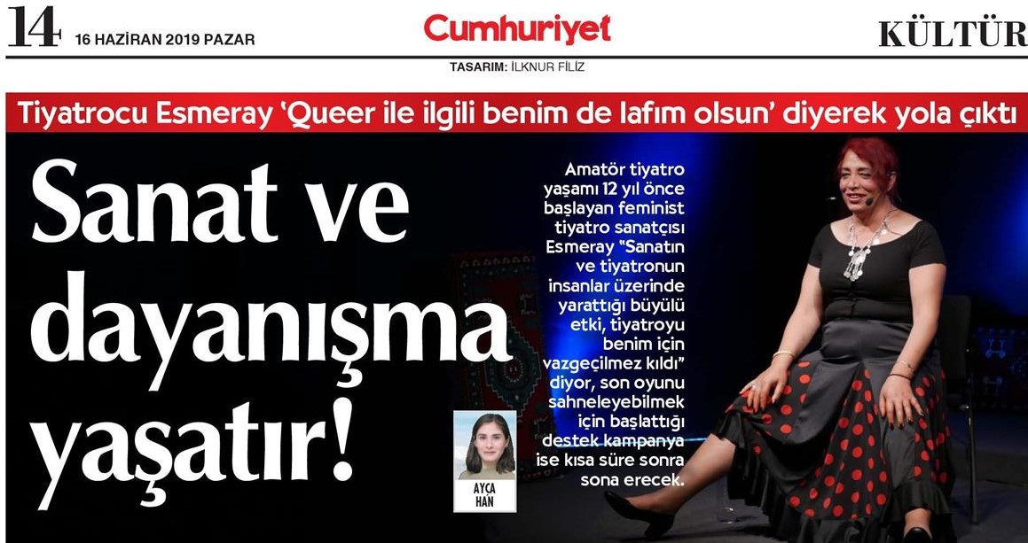 Esmeray’ın yeni oyunu ile dayanışmak için son 1 hafta! Kaos GL - LGBTİ+ Haber Portalı