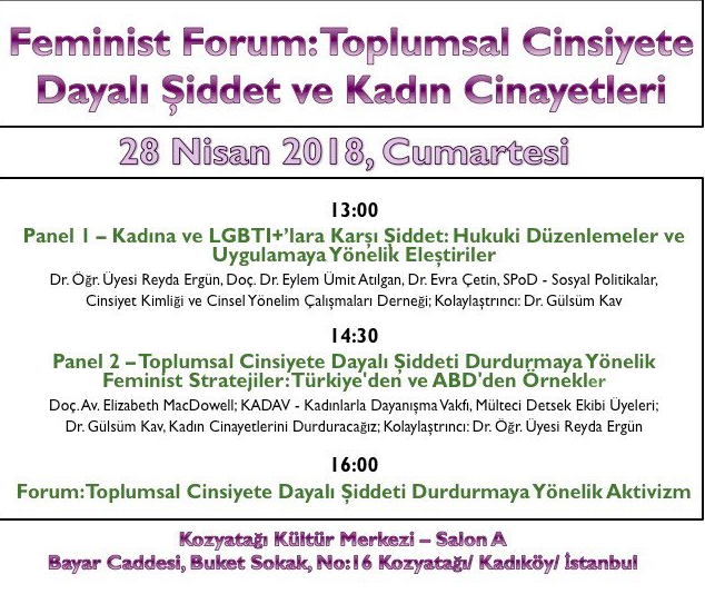 “Toplumsal Cinsiyete Dayalı Şiddet ve Kadın Cinayetleri” forumu | Kaos GL - LGBTİ+ Haber Portalı Haber