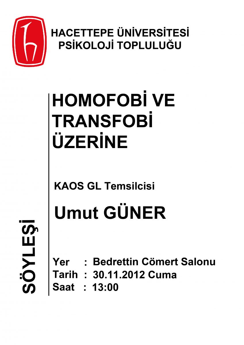 Hacettepe Psikoloji Topluluğunda Homofobi Üzerine | Kaos GL - LGBTİ+ Haber Portalı Haber